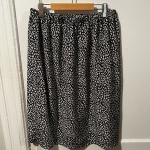 Black and white cheetah midi skirt